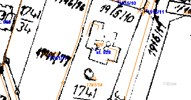 Parcela st. 528 v KÚ Přerov nad Labem, Katastrální mapa