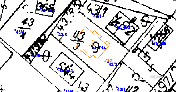 Parcela st. 43/3 v KÚ Přerov nad Labem, Katastrální mapa