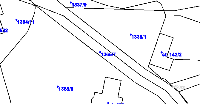 Parcela st. 1365/7 v KÚ Přerov nad Labem, Katastrální mapa