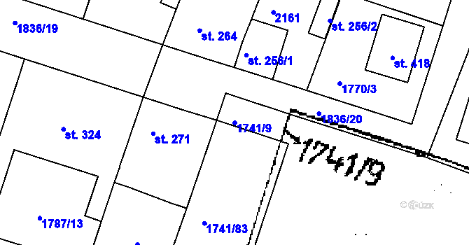 Parcela st. 1741/9 v KÚ Přerov nad Labem, Katastrální mapa