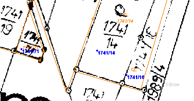 Parcela st. 1741/14 v KÚ Přerov nad Labem, Katastrální mapa