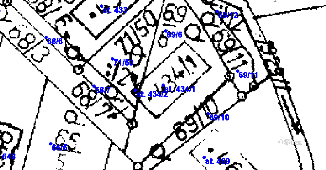 Parcela st. 434/1 v KÚ Přerov nad Labem, Katastrální mapa
