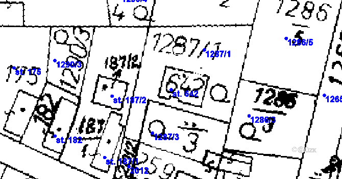 Parcela st. 642 v KÚ Přerov nad Labem, Katastrální mapa