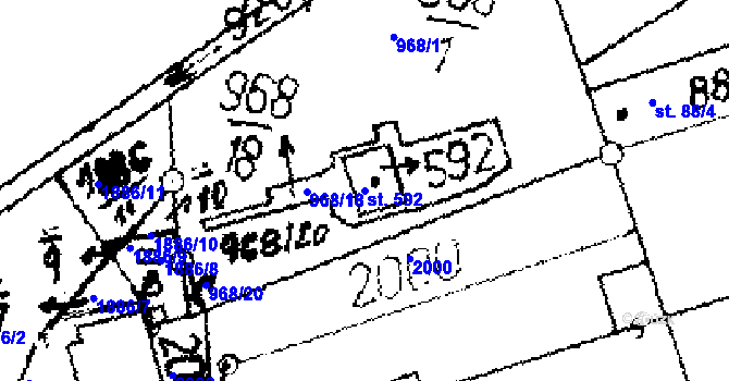 Parcela st. 592 v KÚ Přerov nad Labem, Katastrální mapa