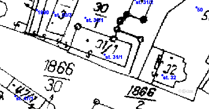 Parcela st. 31/1 v KÚ Přerov nad Labem, Katastrální mapa