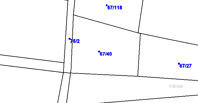 Parcela st. 67/40 v KÚ Přerubenice, Katastrální mapa