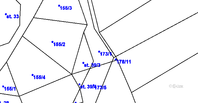 Parcela st. 173/1 v KÚ Přerubenice, Katastrální mapa