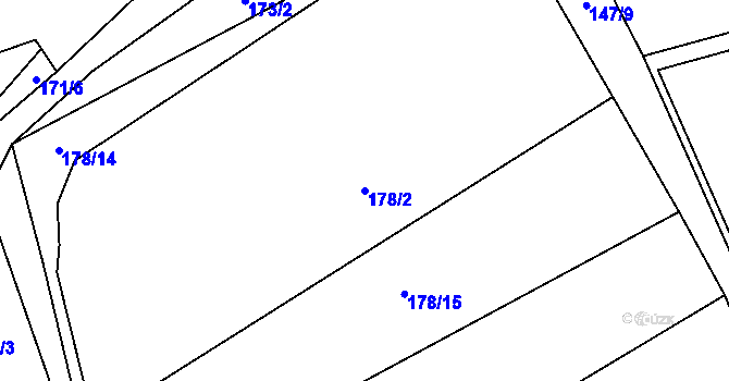 Parcela st. 178/2 v KÚ Přerubenice, Katastrální mapa