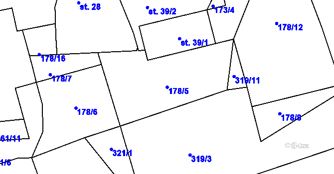 Parcela st. 178/5 v KÚ Přerubenice, Katastrální mapa
