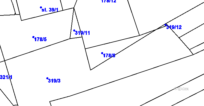 Parcela st. 178/8 v KÚ Přerubenice, Katastrální mapa