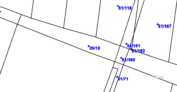 Parcela st. 39/18 v KÚ Přerubenice, Katastrální mapa