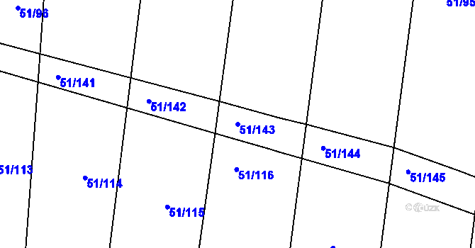 Parcela st. 51/143 v KÚ Přerubenice, Katastrální mapa