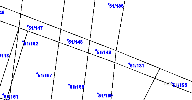 Parcela st. 51/149 v KÚ Přerubenice, Katastrální mapa