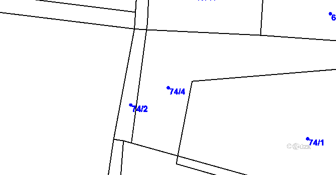 Parcela st. 74/4 v KÚ Přerubenice, Katastrální mapa