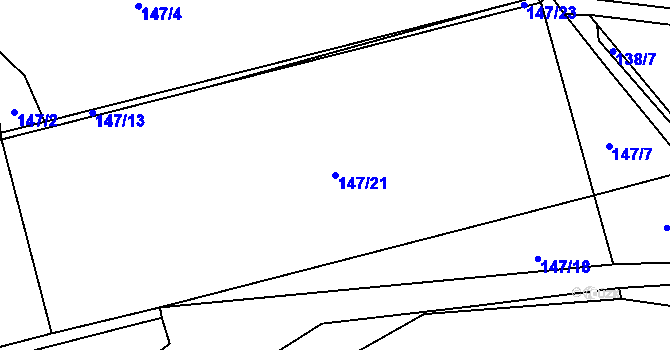 Parcela st. 147/21 v KÚ Přerubenice, Katastrální mapa