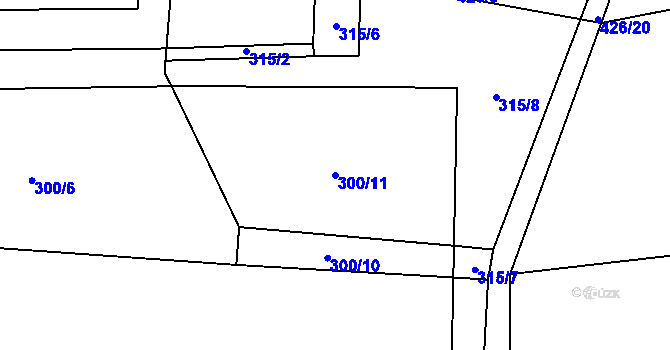 Parcela st. 300/11 v KÚ Přerubenice, Katastrální mapa