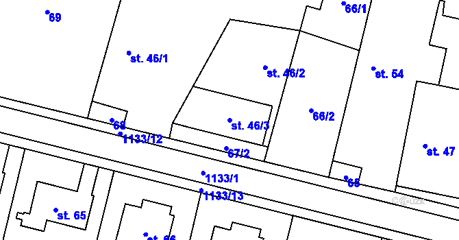 Parcela st. 46/3 v KÚ Přeseka, Katastrální mapa