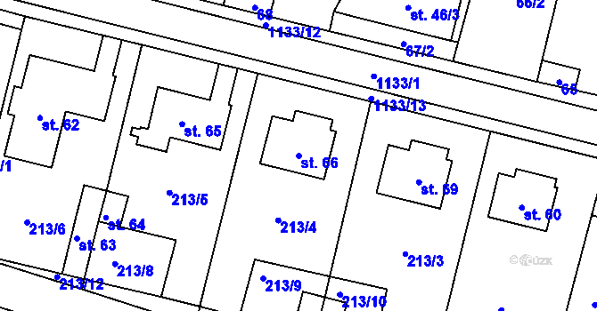 Parcela st. 66 v KÚ Přeseka, Katastrální mapa
