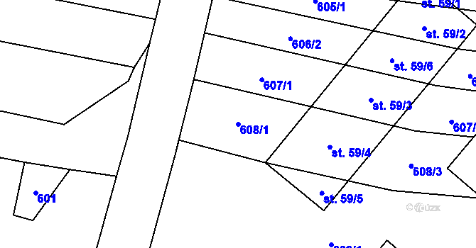 Parcela st. 608/1 v KÚ Přeseka, Katastrální mapa