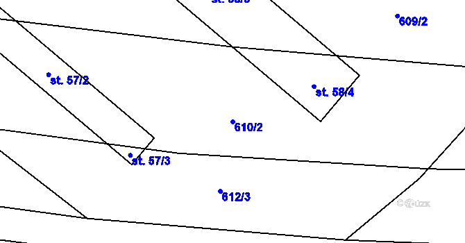 Parcela st. 610/2 v KÚ Přeseka, Katastrální mapa