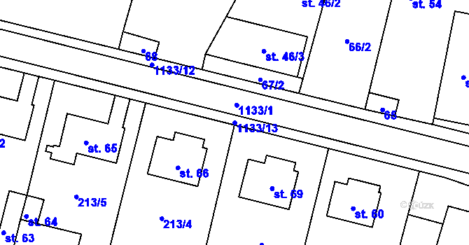 Parcela st. 1133/13 v KÚ Přeseka, Katastrální mapa