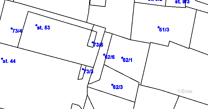 Parcela st. 62/6 v KÚ Přeseka, Katastrální mapa
