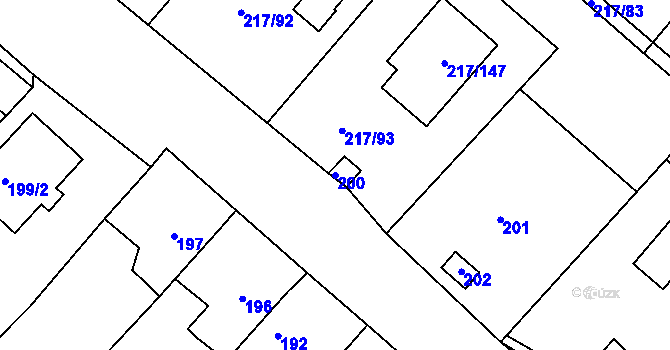 Parcela st. 200 v KÚ Přestanov, Katastrální mapa
