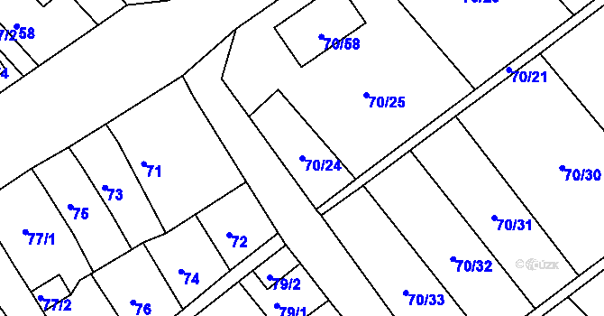 Parcela st. 70/24 v KÚ Přestanov, Katastrální mapa
