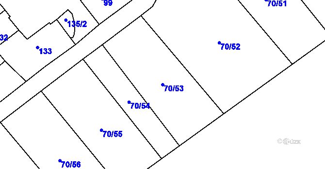 Parcela st. 70/53 v KÚ Přestanov, Katastrální mapa