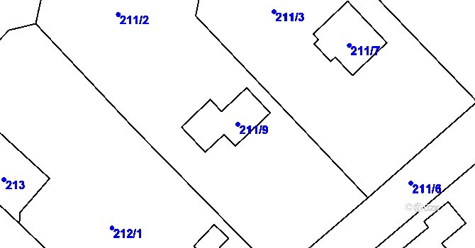 Parcela st. 211/9 v KÚ Přestanov, Katastrální mapa