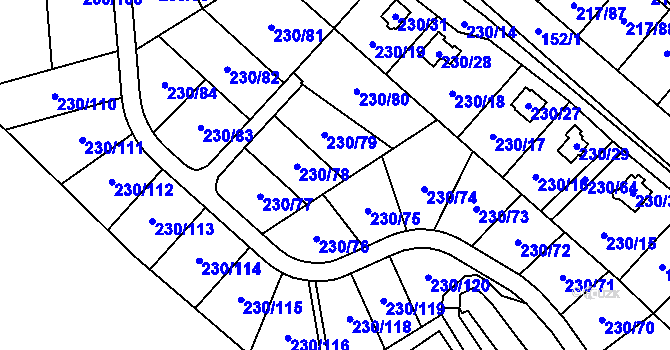 Parcela st. 230/32 v KÚ Přestanov, Katastrální mapa