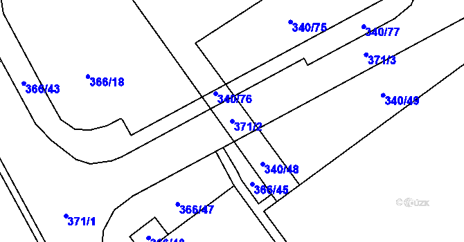 Parcela st. 371/2 v KÚ Přestanov, Katastrální mapa