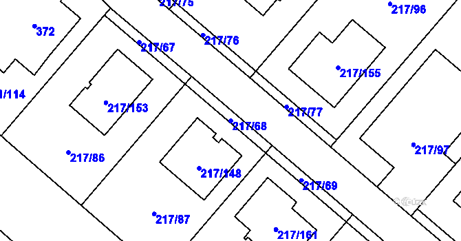 Parcela st. 217/68 v KÚ Přestanov, Katastrální mapa