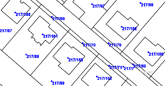 Parcela st. 217/70 v KÚ Přestanov, Katastrální mapa