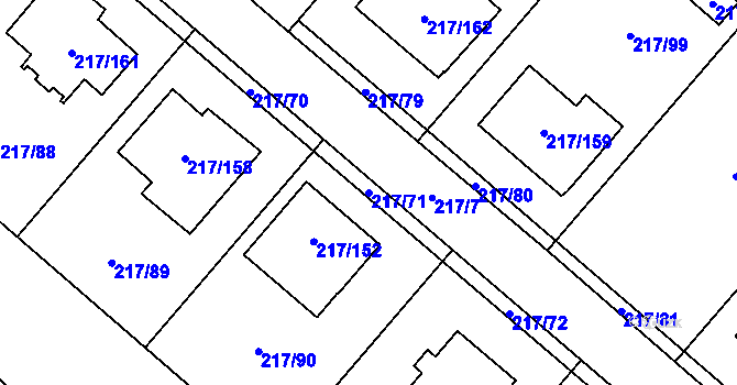 Parcela st. 217/71 v KÚ Přestanov, Katastrální mapa