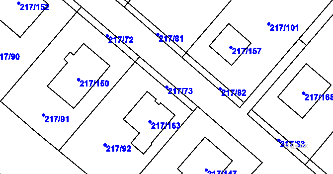 Parcela st. 217/73 v KÚ Přestanov, Katastrální mapa