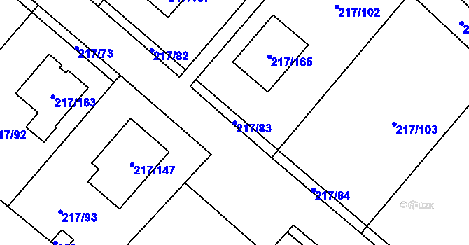 Parcela st. 217/83 v KÚ Přestanov, Katastrální mapa