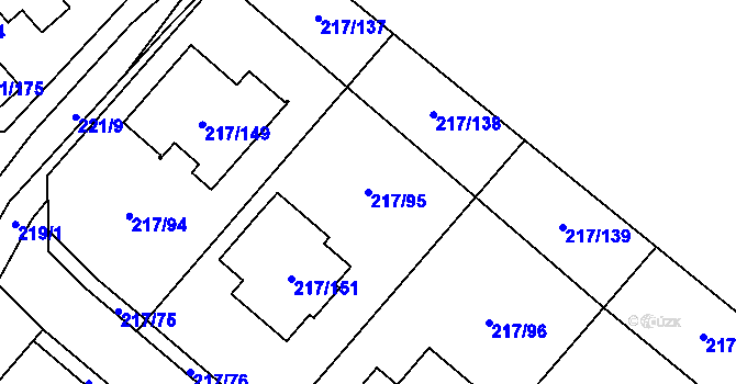 Parcela st. 217/95 v KÚ Přestanov, Katastrální mapa