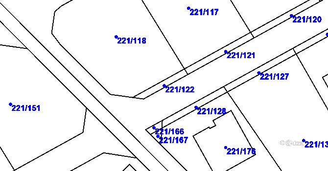 Parcela st. 221/122 v KÚ Přestanov, Katastrální mapa