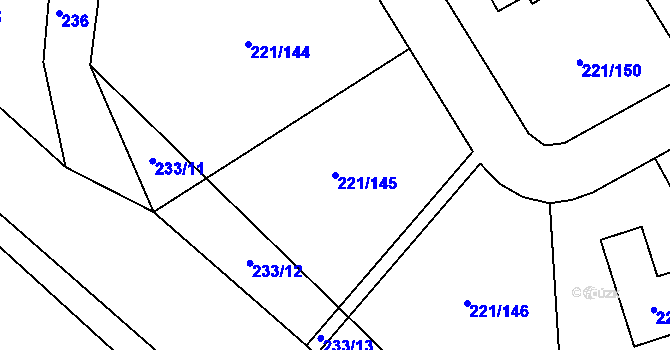 Parcela st. 221/145 v KÚ Přestanov, Katastrální mapa