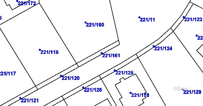 Parcela st. 221/161 v KÚ Přestanov, Katastrální mapa