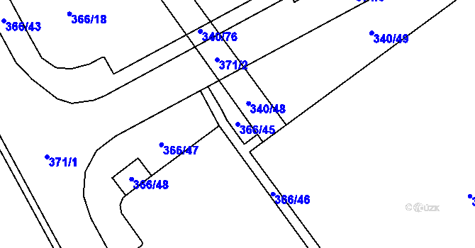 Parcela st. 366/45 v KÚ Přestanov, Katastrální mapa