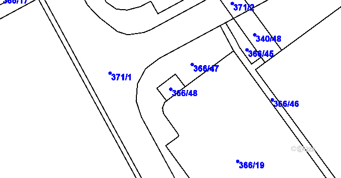 Parcela st. 366/48 v KÚ Přestanov, Katastrální mapa