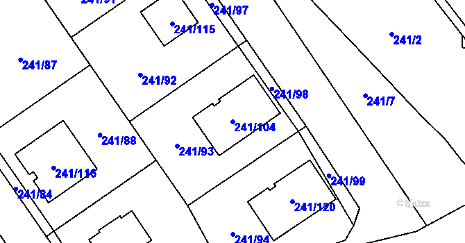 Parcela st. 241/104 v KÚ Přestanov, Katastrální mapa