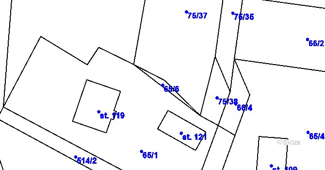 Parcela st. 65/6 v KÚ Přestavlky u Sedlce, Katastrální mapa