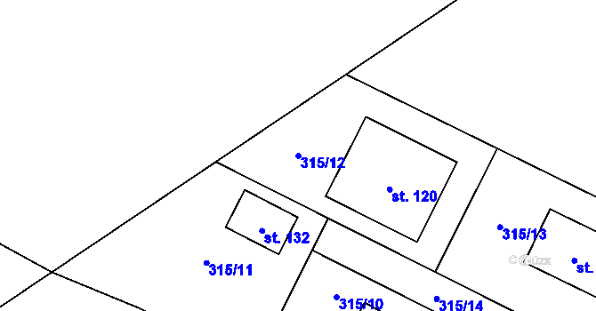 Parcela st. 315/12 v KÚ Přestavlky u Sedlce, Katastrální mapa