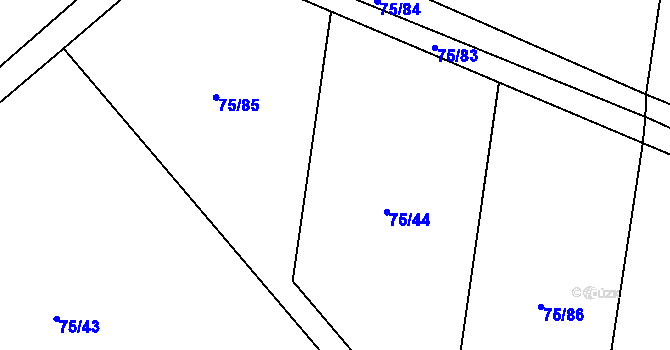 Parcela st. 75/44 v KÚ Přestavlky u Sedlce, Katastrální mapa