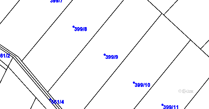Parcela st. 399/9 v KÚ Přestavlky u Sedlce, Katastrální mapa