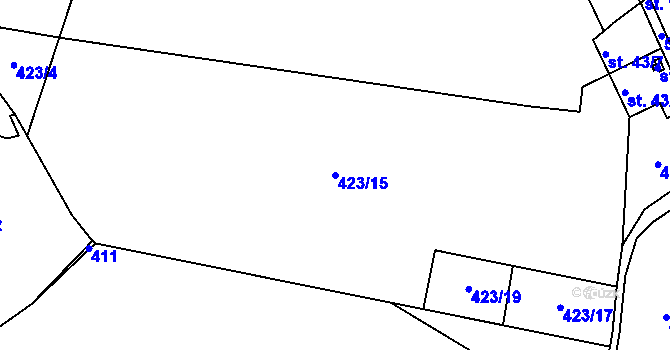 Parcela st. 423/15 v KÚ Přestavlky u Sedlce, Katastrální mapa
