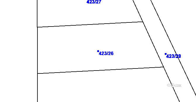 Parcela st. 423/26 v KÚ Přestavlky u Sedlce, Katastrální mapa